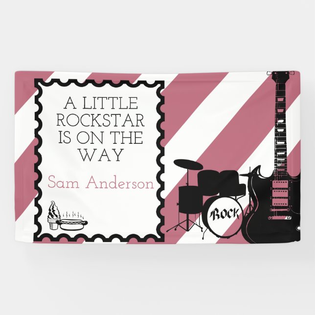 Rock Star Drum Set Rock-A-Bye Baby Shower Banner (Horizontal)