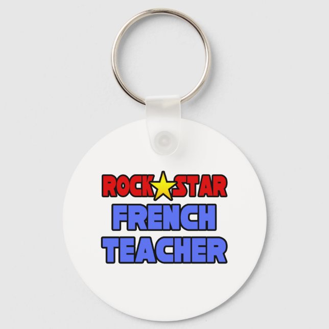 Rock Star French Teacher Key Ring (Front)