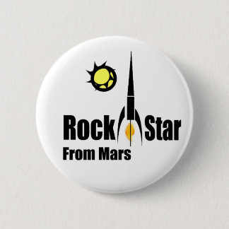 Rock Star from Mars with Spaceship 6 Cm Round Badge