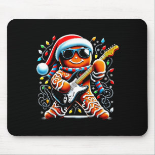 Rock Star Gingerbread Christmas Guitar Lights Men  Mouse Mat