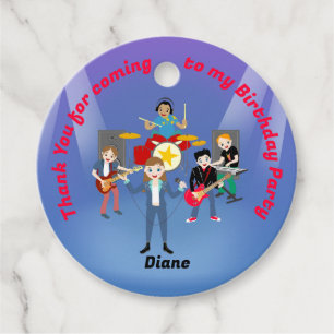 Rock Star Girl Band Birthday Party Favour Tags