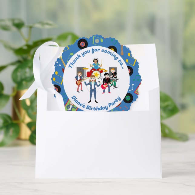 Rock Star Girl Band Birthday Party Tree Decoration Card (Envelope)