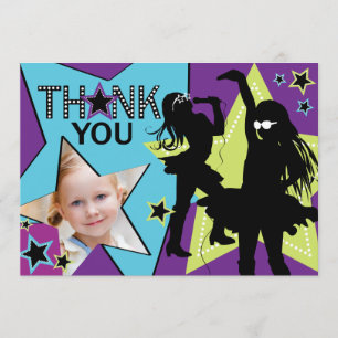 Rock Star Girl Band Thank You Aqua Green Card