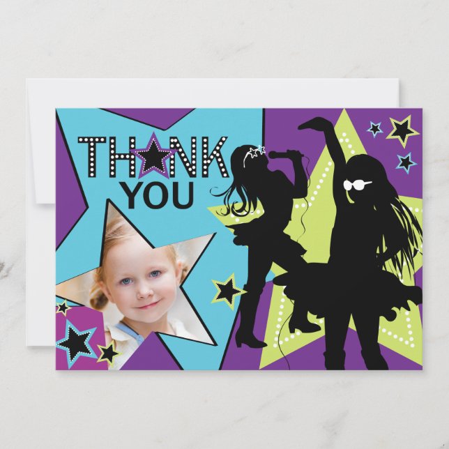 Rock Star Girl Band Thank You Aqua Green Card (Front)