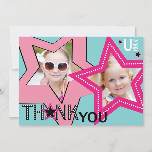Rock Star Girl Band Thank You Aqua Pink (Front)