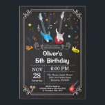 Rock Star Guitar Birthday Invitation Music Boy<br><div class="desc">Rock Star Guitar Birthday Invitation. Music Birthday Party Invitation. Colourful Music Instruments with Chalkboard Background. Boy or Girl Bday Invite. 1st 2nd 3rd 4th 5th 6th 7th 8th 9th 10th 11th 12th 13th , Any Ages. For further customisation, please click the "Customise it" button and use our design tool to...</div>