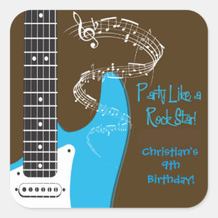 Rock Star guitar birthday party stickers