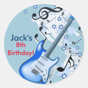 Rock star Guitar Birthday stickers