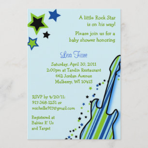 Rock Star Guitar Boy Baby Shower Invitations