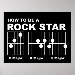 Rock Star Guitar Chords Funny Print Poster Humour