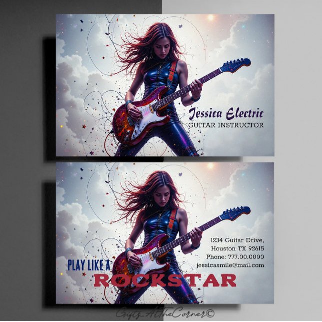 Rock Star Guitar Instructor Business Card (Creator Uploaded)