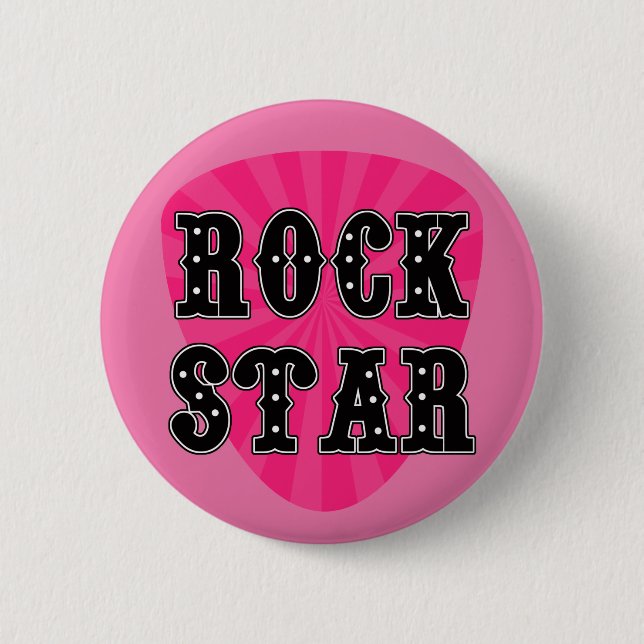 Rock Star Guitar Pick 6 Cm Round Badge (Front)