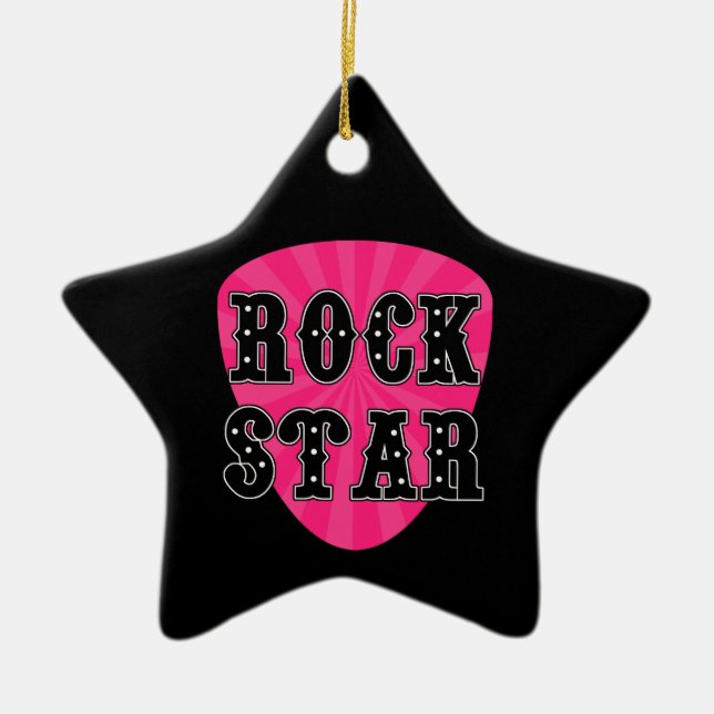 Rock Star Guitar Pick Ceramic Tree Decoration (Front)