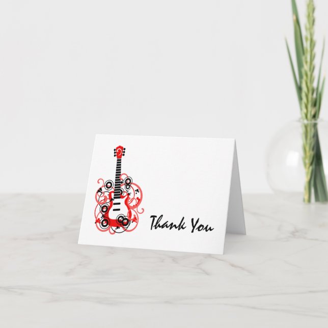 Rock Star Guitar Red Black Thank You (Front)