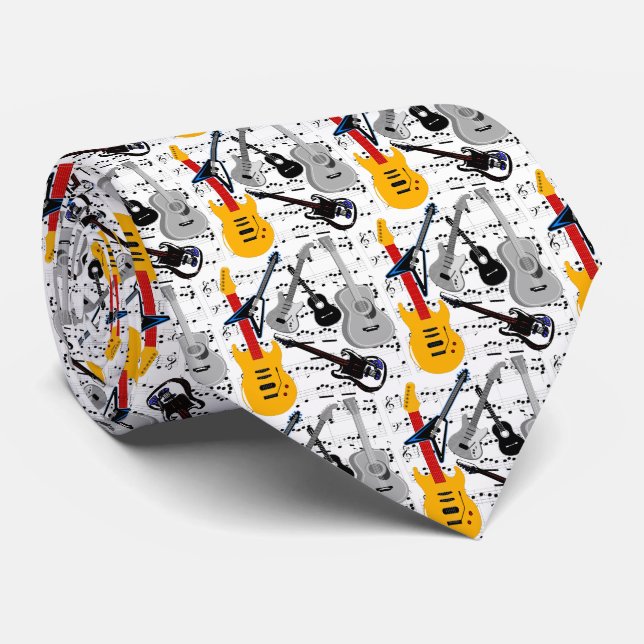 Rock Star Guitars Tie (Rolled)