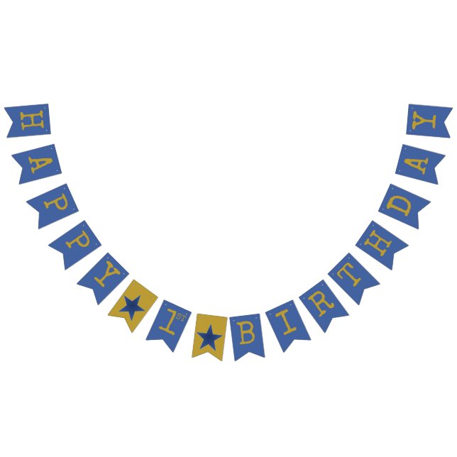 Rock Star Happy Birthday Party Banner Blue Gold (All)