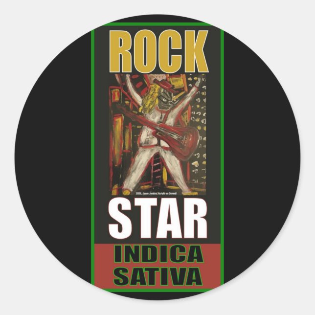 ROCK STAR INDICA SATIVA CLASSIC ROUND STICKER (Front)