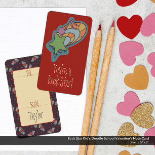 Rock Star Kid's Doodle School Valentine's Card