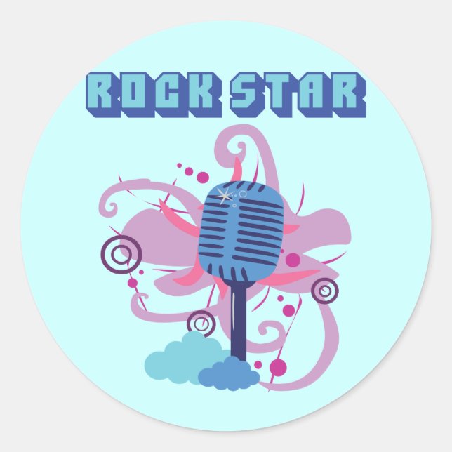 Rock Star Microphone Classic Round Sticker (Front)