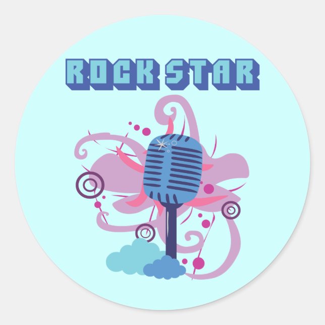 Rock Star Microphone Classic Round Sticker (Front)