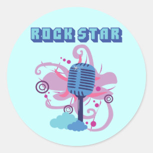 Rock Star Microphone Classic Round Sticker