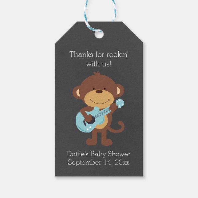 Rock Star Monkey Chalkboard Gift Tag (Front)