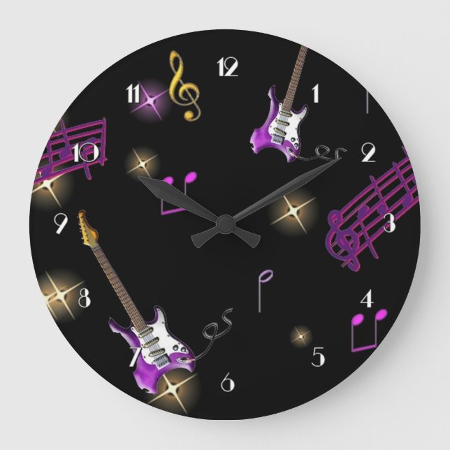 Rock Star Music Background Wall Clock (Front)