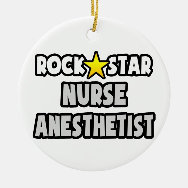 Rock Star Nurse Anaesthetist Ceramic Tree Decoration (Front)