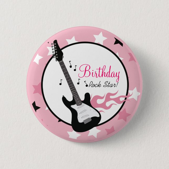 ROCK STAR PINK BIRTHDAY BUTTON - CUSTOM! (Front)