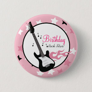 ROCK STAR PINK BIRTHDAY BUTTON - CUSTOM!