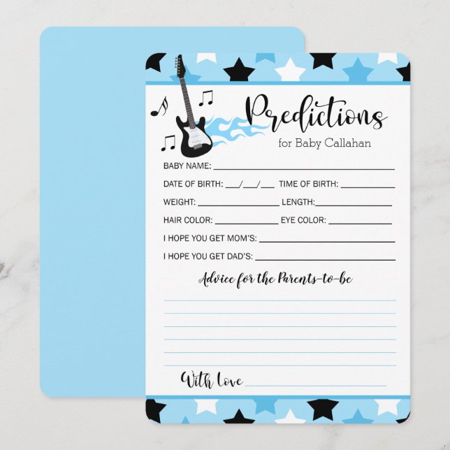 Rock Star Rock a Bye Predictions for baby advice Invitation (Front/Back)