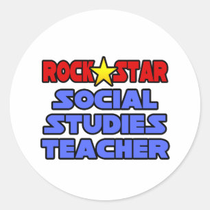 Rock Star Social Studies Teacher Classic Round Sticker
