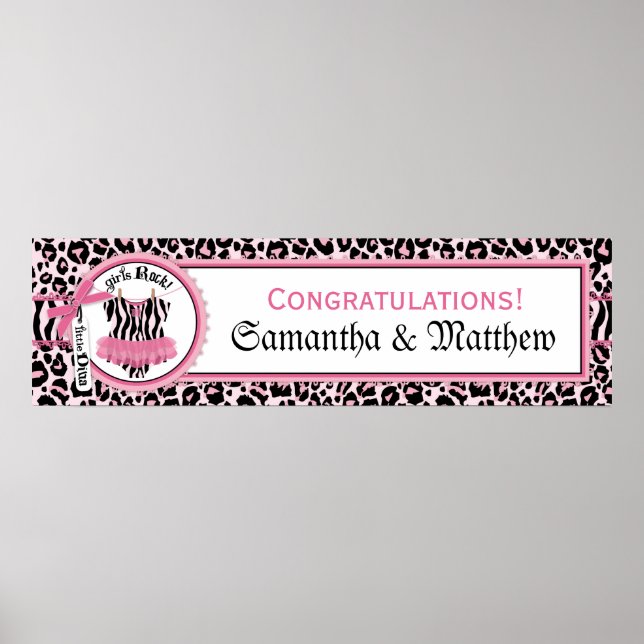 Rock Star Tutu Baby Shower Banner for Girl PKBK Poster (Front)