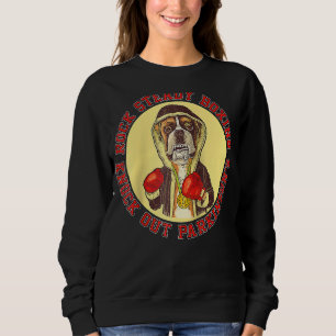 Rock Steady Boxing Parkinson's Boxer Dog With Red Sweatshirt