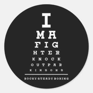 Rock Steady Boxing Parkinson's Eye Chart Shirt Classic Round Sticker