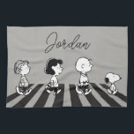 Rock Tees | Group Walk | Add Your Name Tea Towel<br><div class="desc">This Peanuts artwork features Snoopy taking a nap created in a rock music design style.</div>