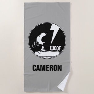 Rock Tees   Snoopy Howling   Add Your Name Beach Towel