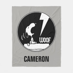 Rock Tees Snoopy Howling Add Your Name Fleece Blanket