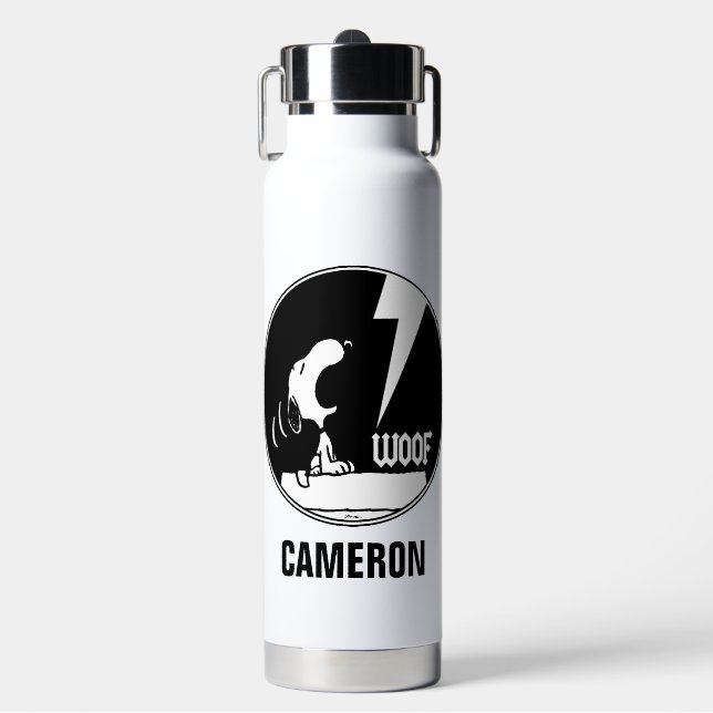 Rock Tees | Snoopy Howling | Add Your Name Water Bottle (Front)