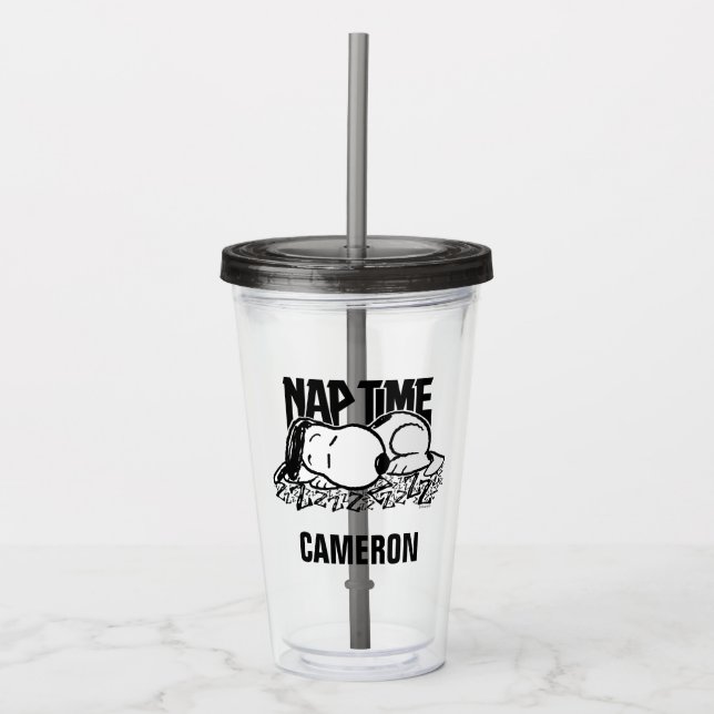 Rock Tees | Snoopy Nap Time | Add Your Name Acrylic Tumbler (Front)