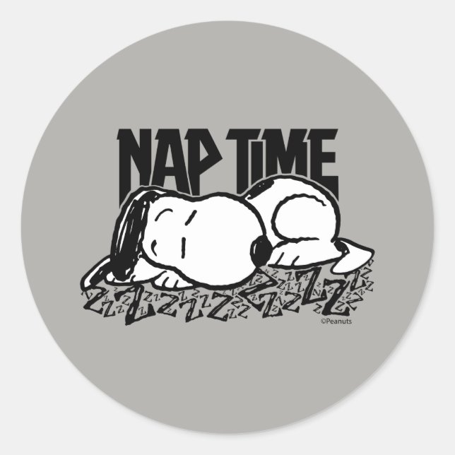 Rock Tees | Snoopy Nap Time Classic Round Sticker (Front)