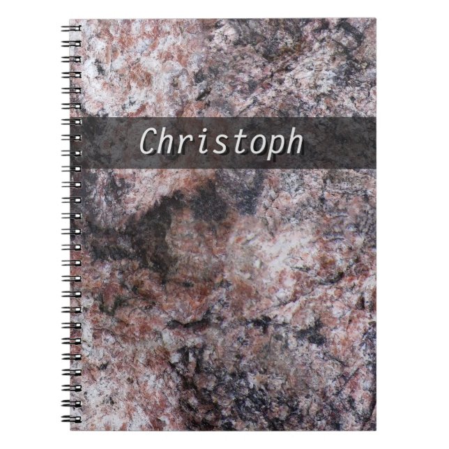 Rock Texture Pinkish with any Text Notebook (Front)
