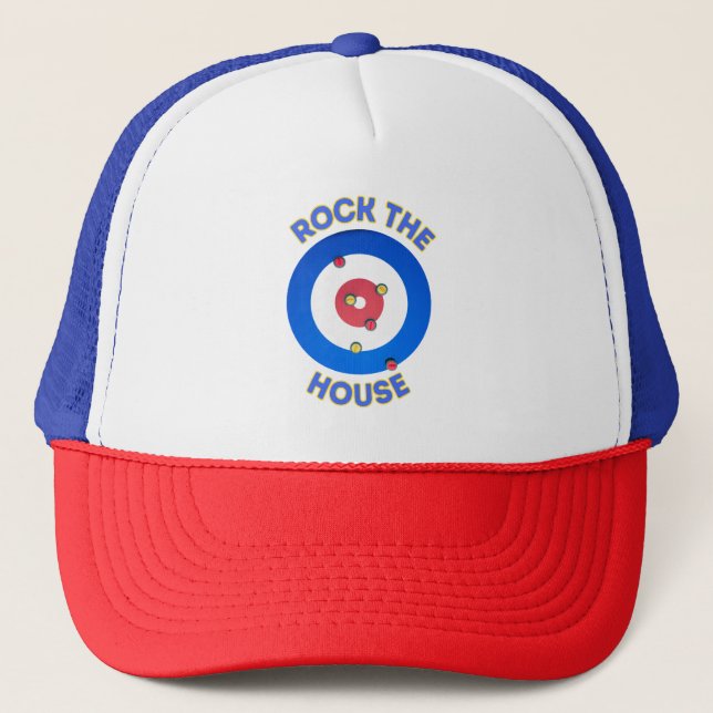 Rock The House Curling Trucker Hat (Front)