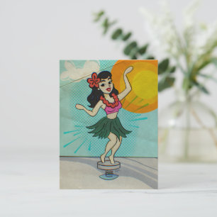 Rock the Hula Girl Holiday Postcard