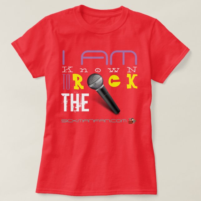 ROCK THE MIC RED LADIES T-Shirt (Design Front)