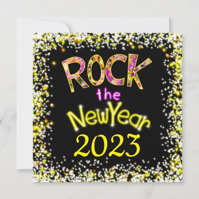 Rock the New Year Fun Rockin’ Party Invitations (Front)