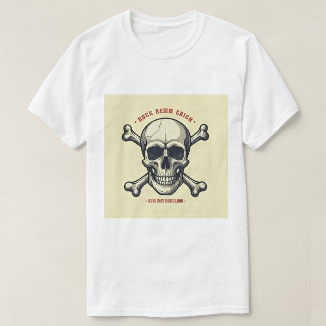 "Rock the Rebellion: Bold Skull & Crossbones T-Shi T-Shirt (Design Front)