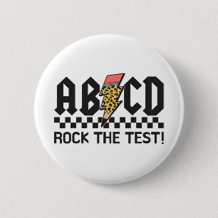 Rock The Test Abcd Testing Day Teacher Boys Girls 6 Cm Round Badge