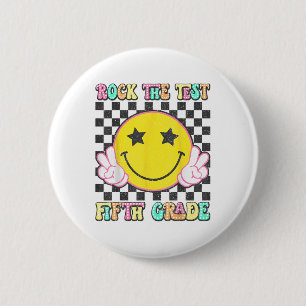 Rock The Test Day 5th Grade Teacher Fifth Grade Te 6 Cm Round Badge