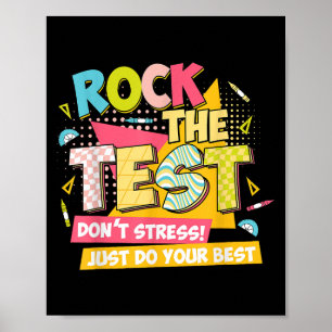 Rock The Test Day Motivational Retro Teachers Test Poster